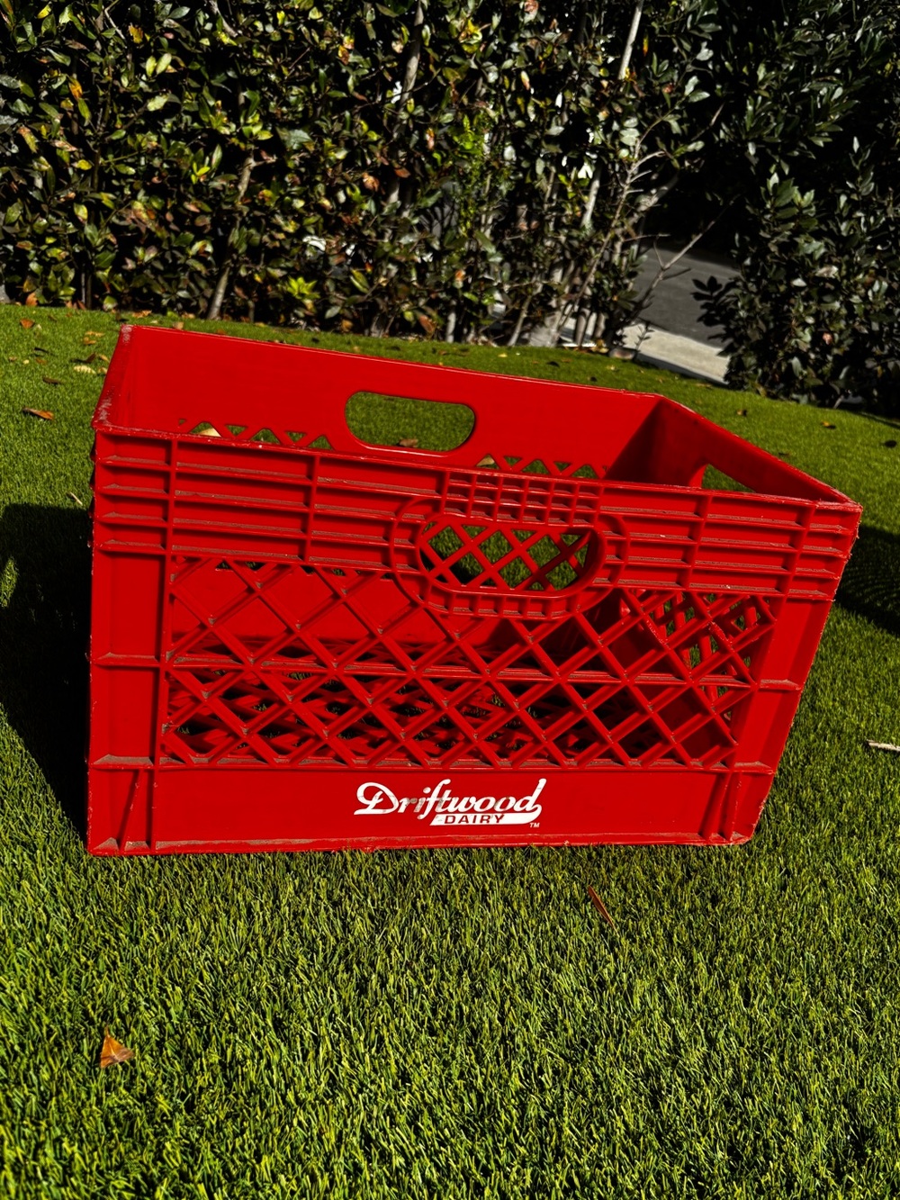 DRIFTWOOD Dairy Red orange Plastic Storage Crate with Carry Handles